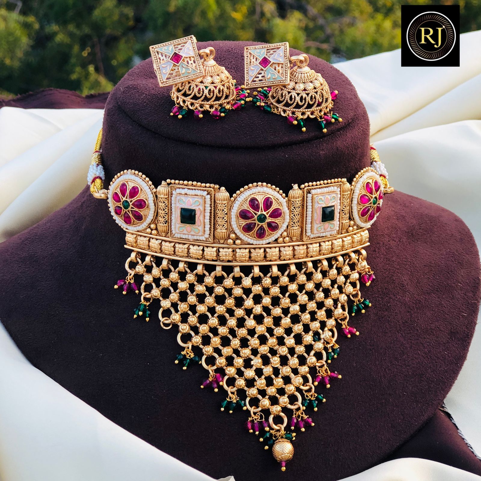 HOT 22k Gold Rajputi Choker Necklace Rajputi Choker Set Gold