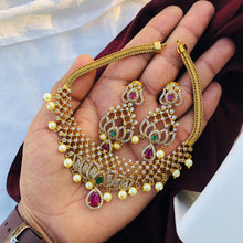 Antique Gold Multi Ad Stone Necklace Design Set