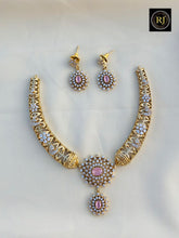 Antique Gold Ad Stone Necklace Design Set