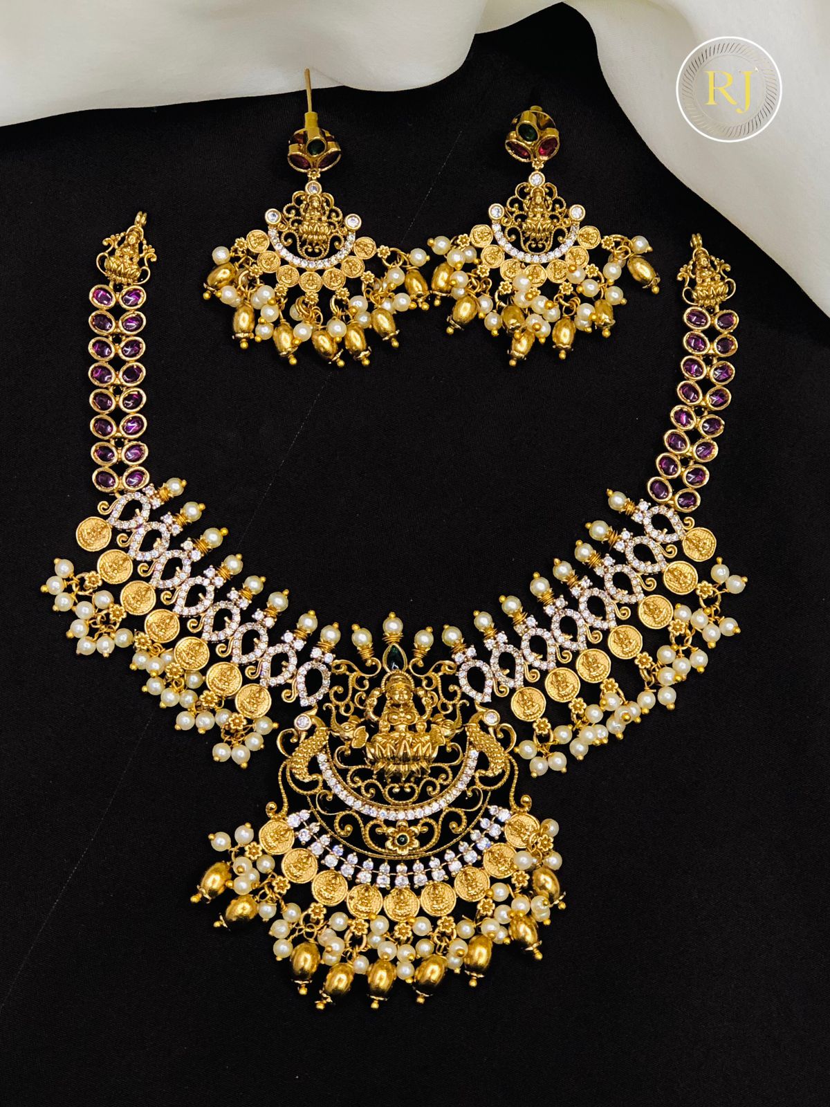 Antique Gold Ad Stone Necklace Set Design/neckpieces/necklace for gift/necklace designs/necklace for women