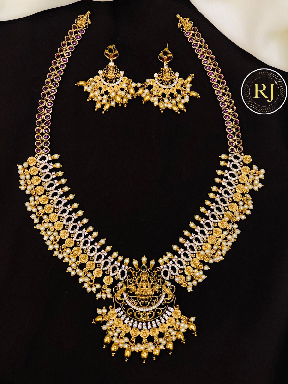 Antique Gold Ad Stone Necklace Set Design/neckpieces/necklace for gift/necklace designs/necklace for women