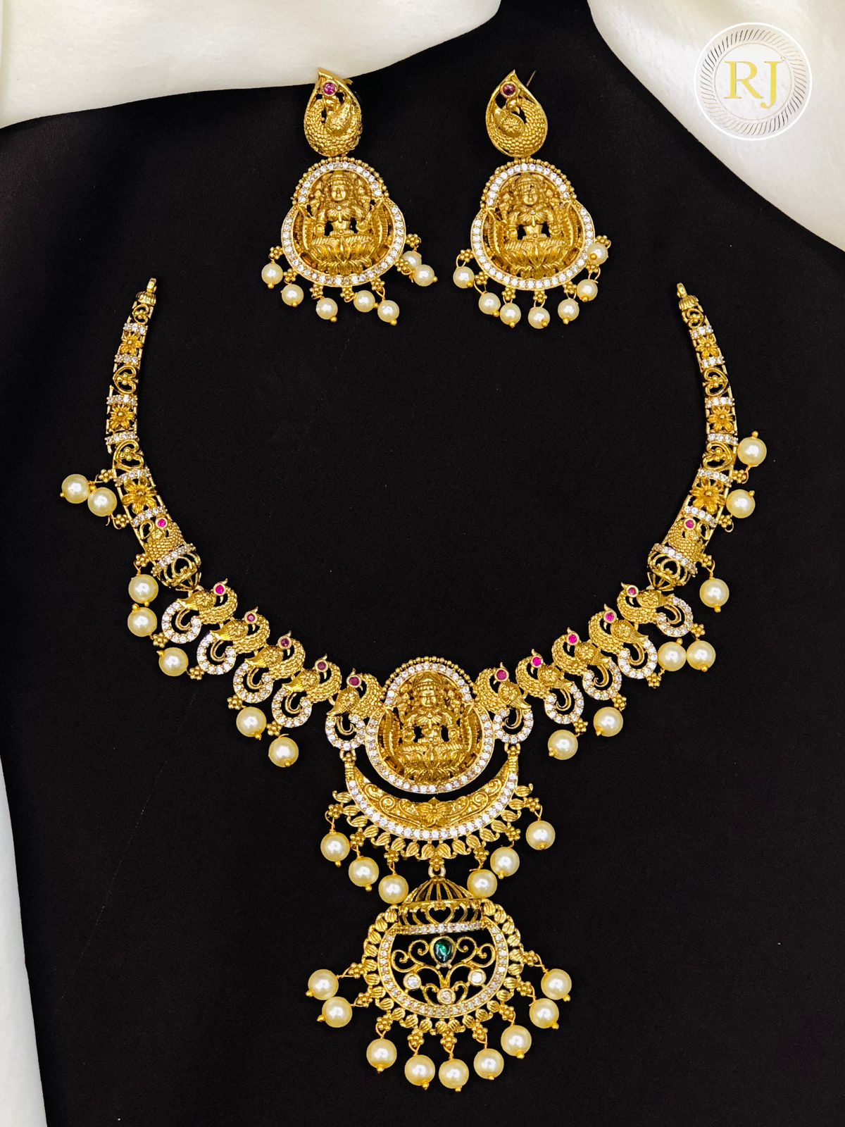 Antique Gold Ad Stone Necklace Set Design/neckpieces/necklace for gift/necklace designs/necklace for women