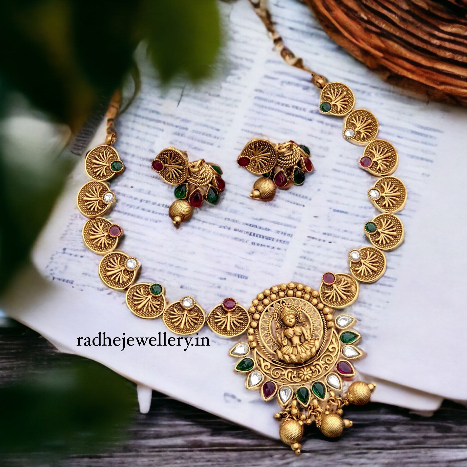 Ethnic Rajwadi Necklace Set, with Earrings