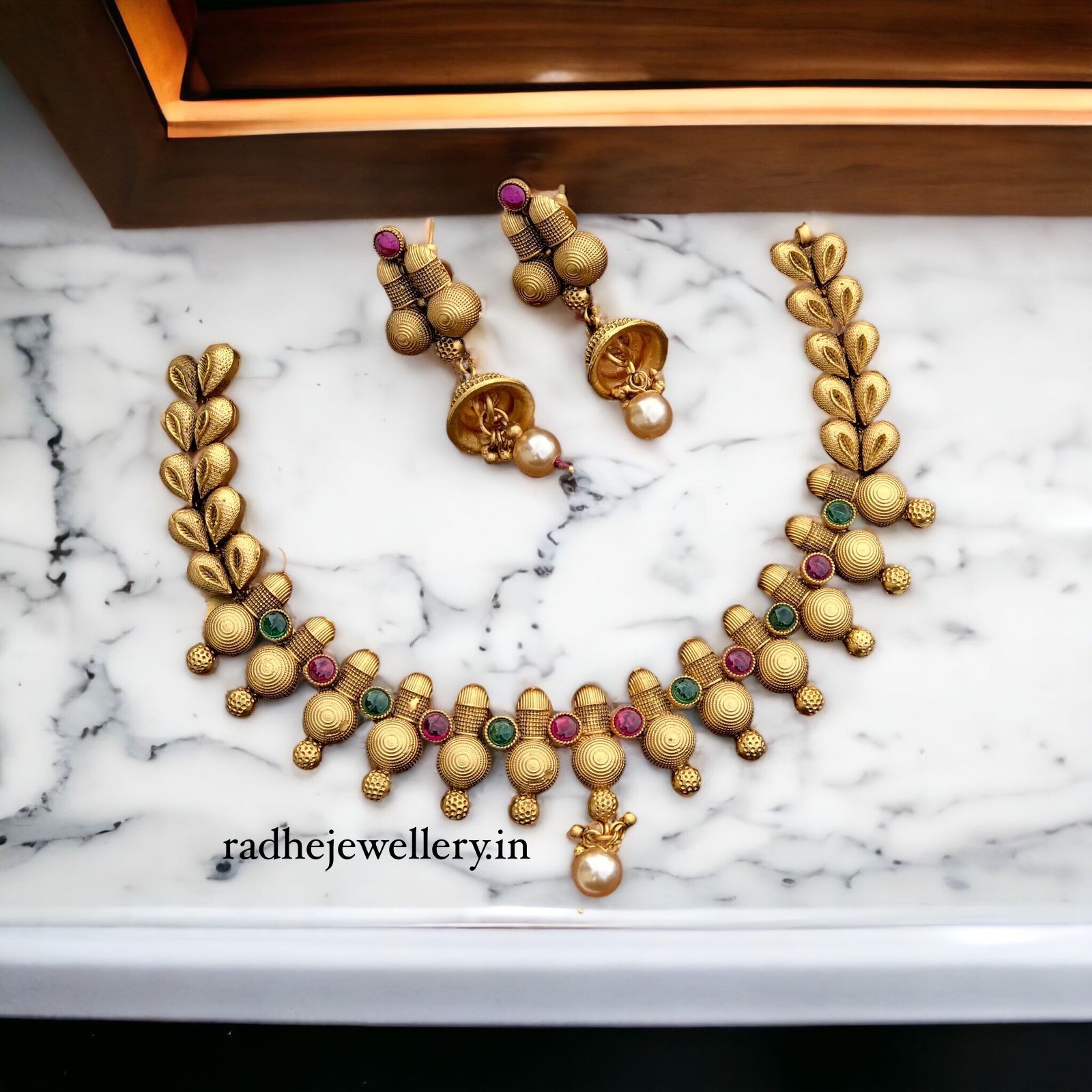 Ethnic Rajwadi Necklace Set, with Earrings