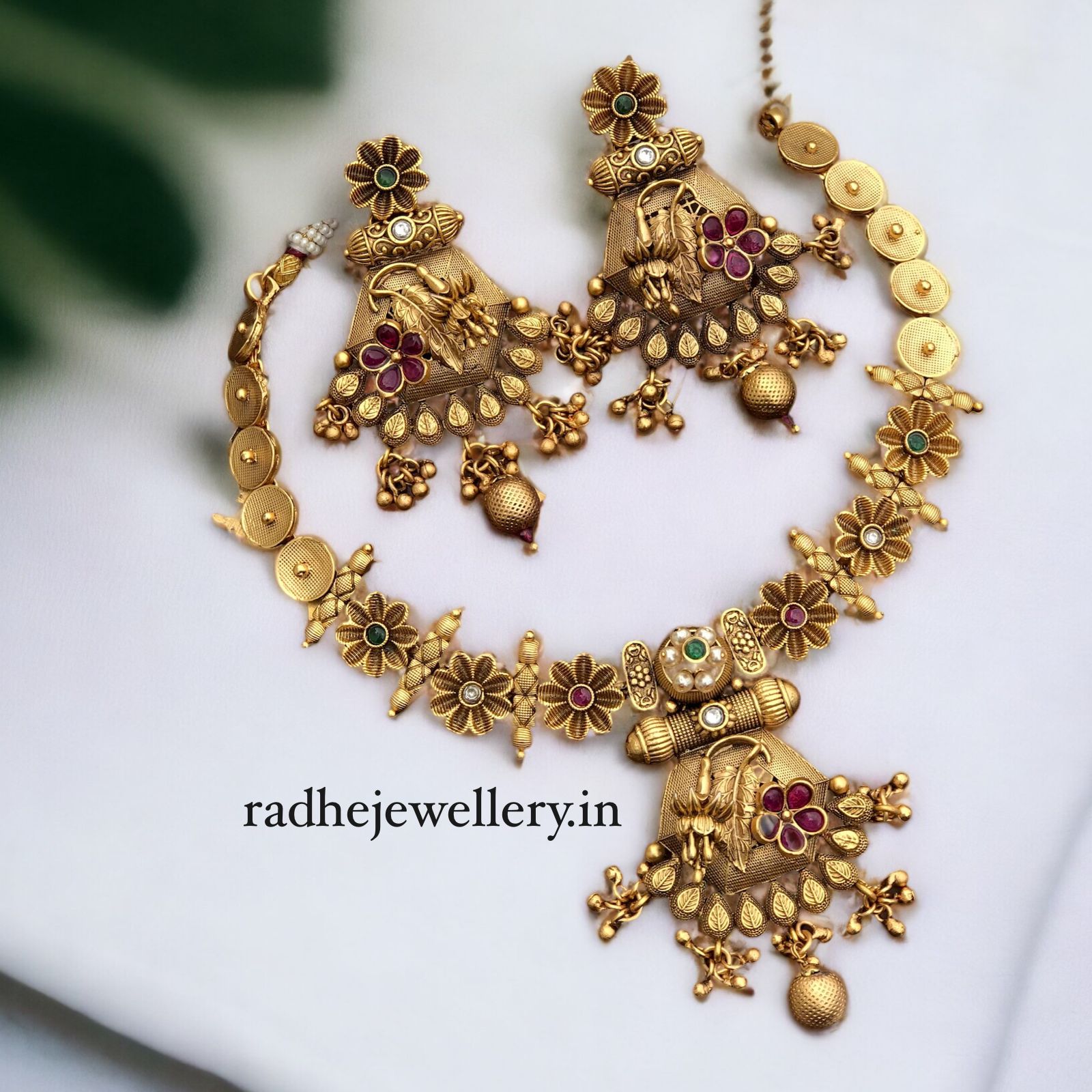 Ethnic Rajwadi Necklace Set, with Earrings