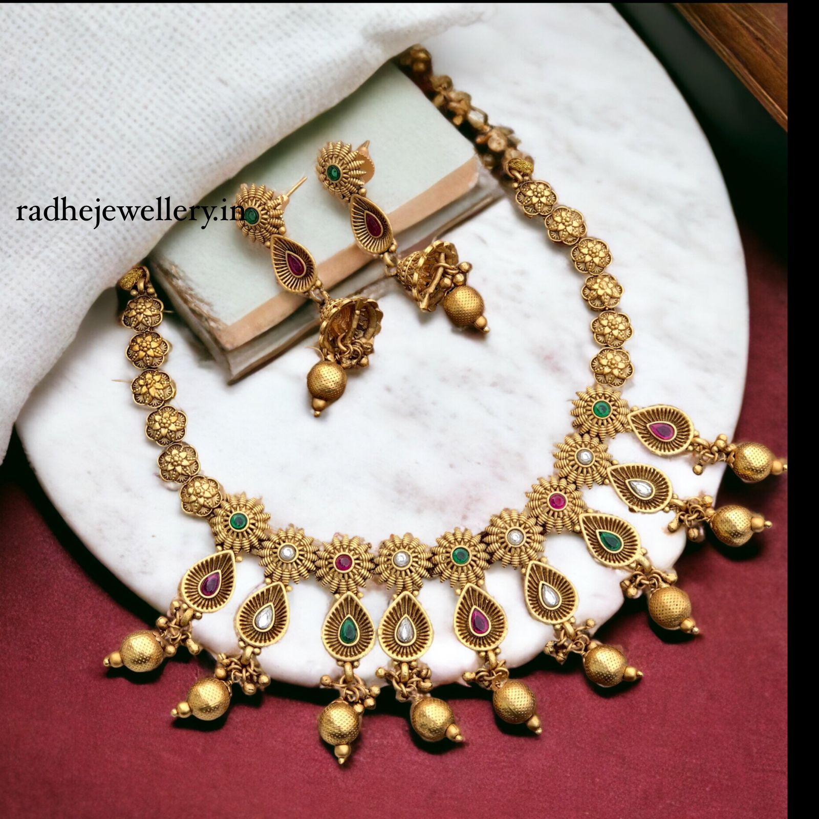 Ethnic Rajwadi Necklace Set, with Earrings