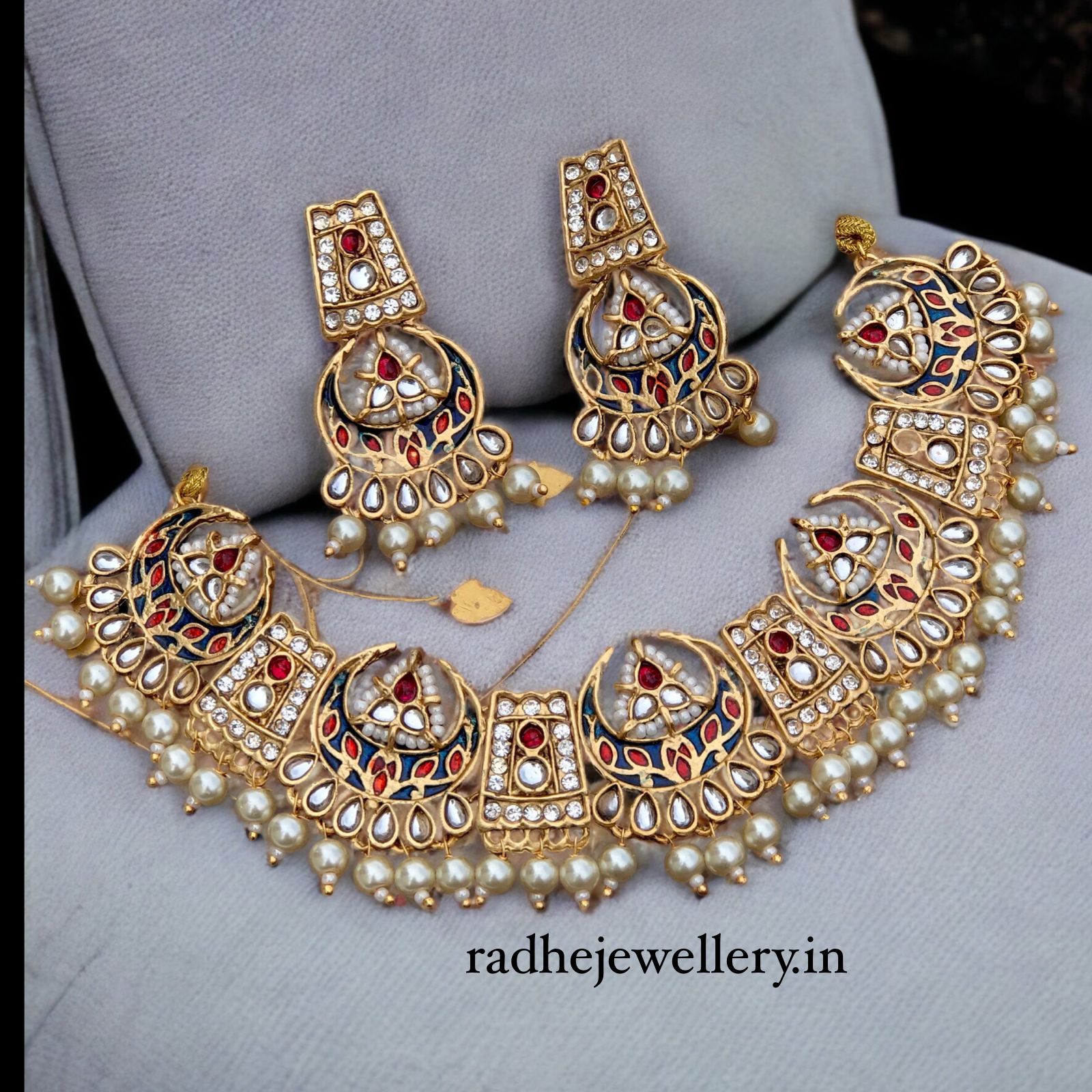 Ethnic Rajwadi Necklace Set, with Earrings