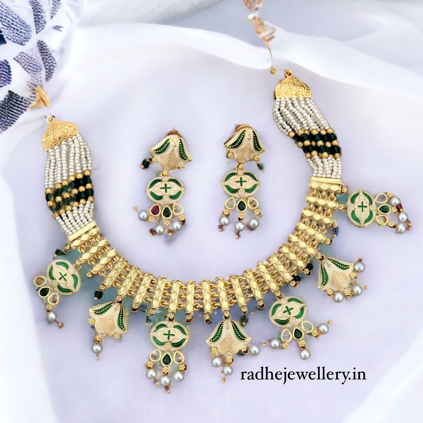 Ethnic Rajwadi Necklace Set, with Earrings