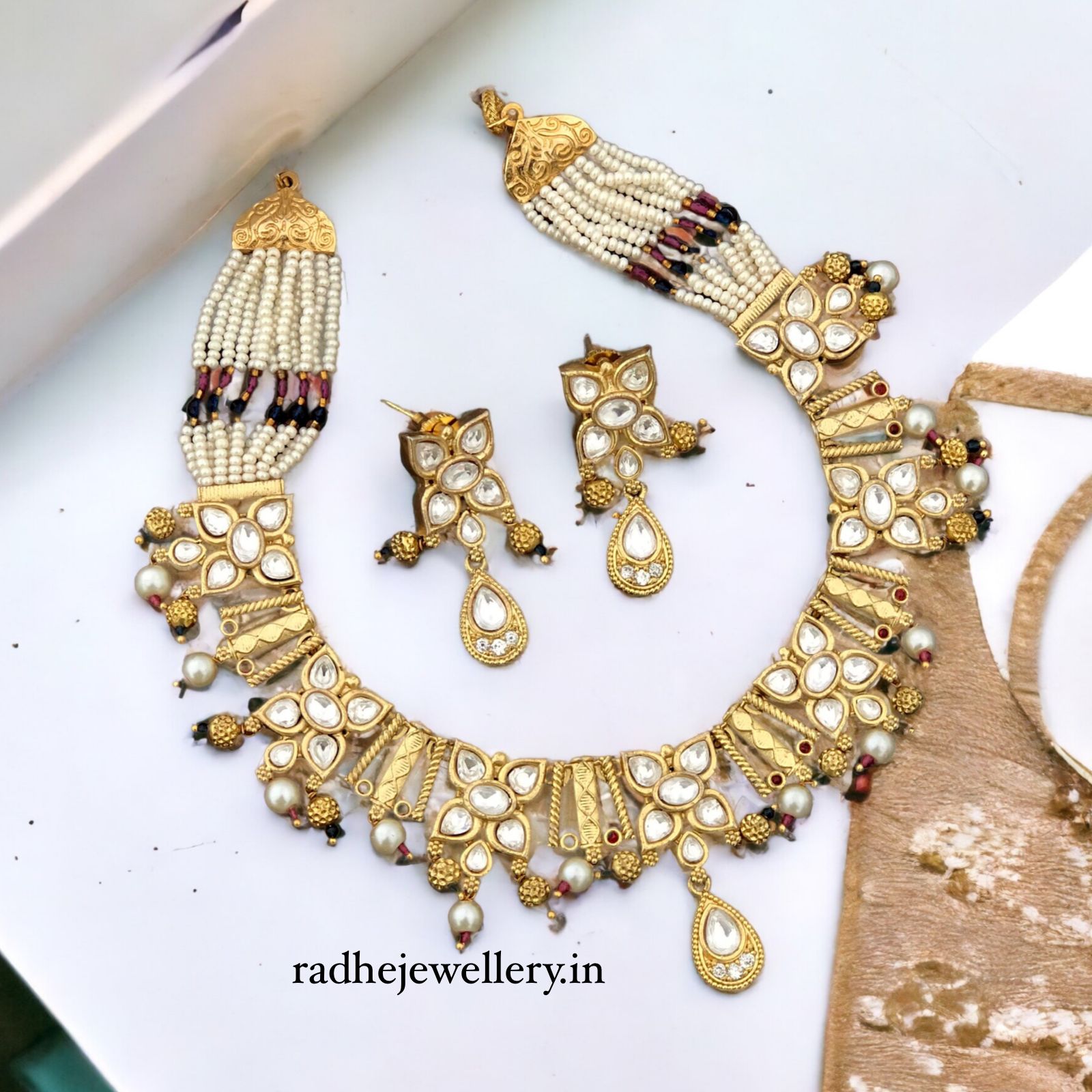 Ethnic Rajwadi Necklace Set, with Earrings