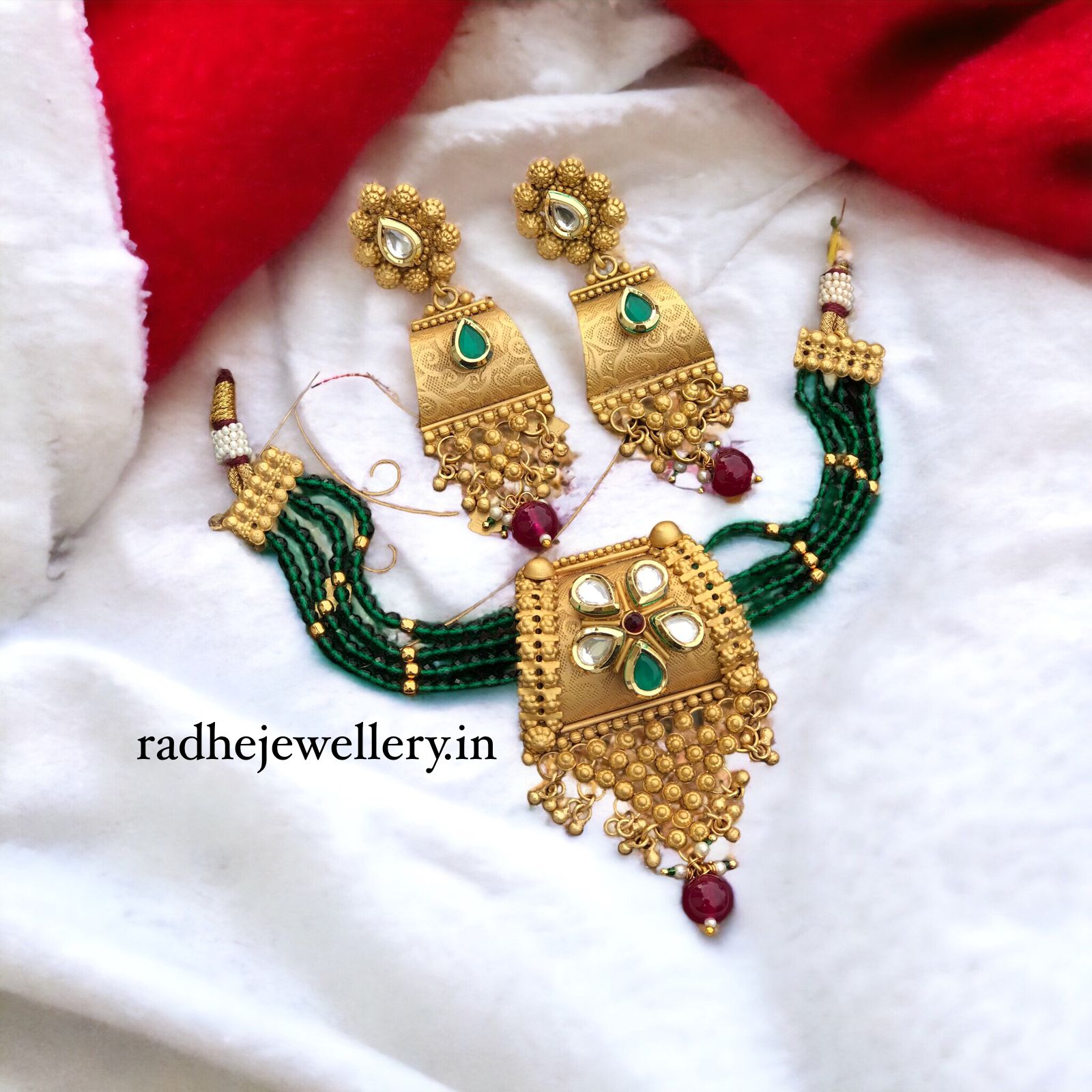 Ethnic Rajwadi Necklace Set, with Earrings, 2 Models