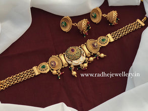 Ethnic Rajwadi Necklace Set, with Earrings, 2 Color Choices