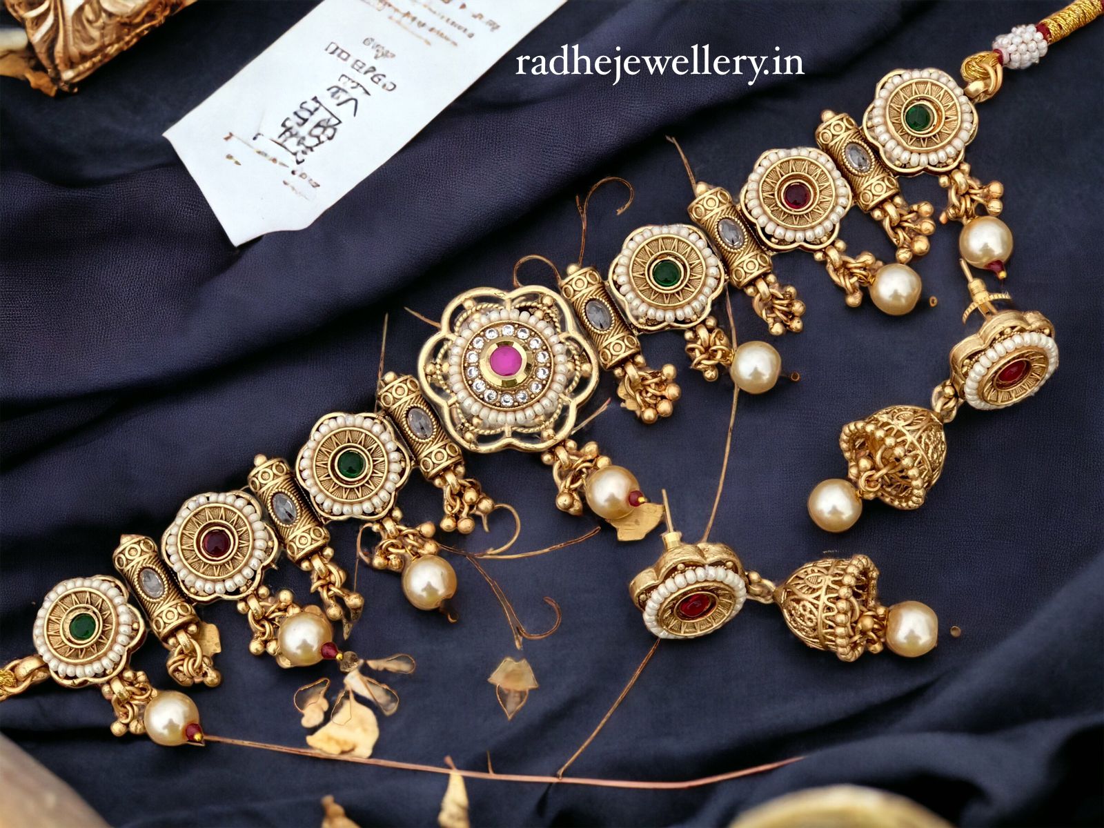 Ethnic Rajwadi Necklace Set, with Earrings