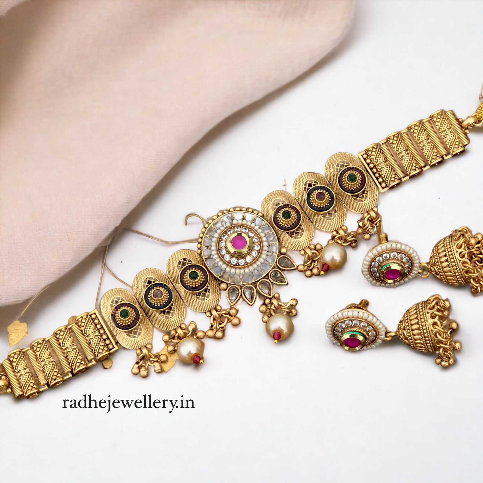 Ethnic Rajwadi Necklace Set, with Earrings