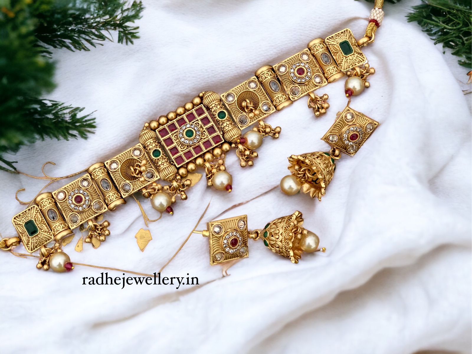 Ethnic Rajwadi Necklace Set, with Earrings