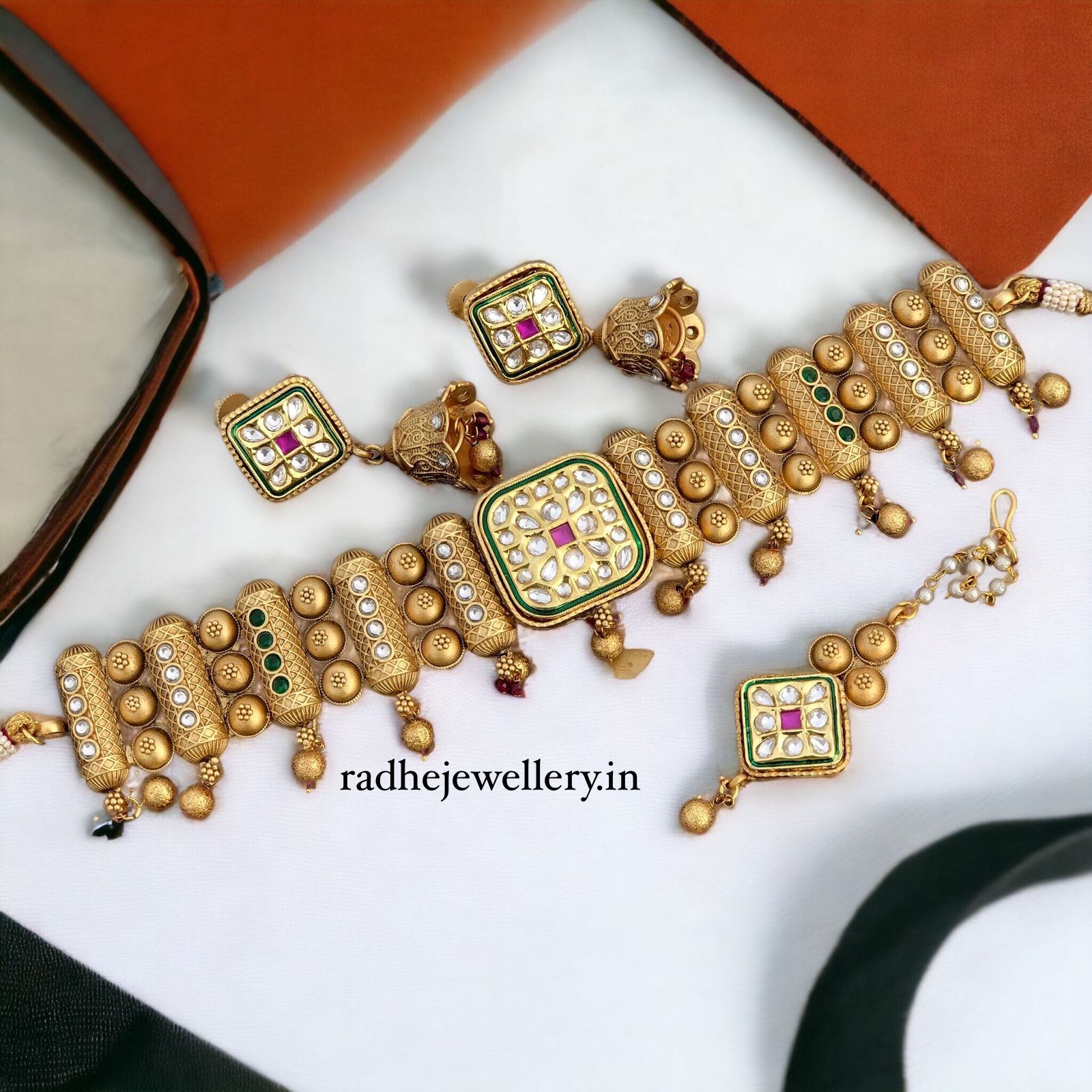 Ethnic Rajwadi Necklace Set, with Earrings