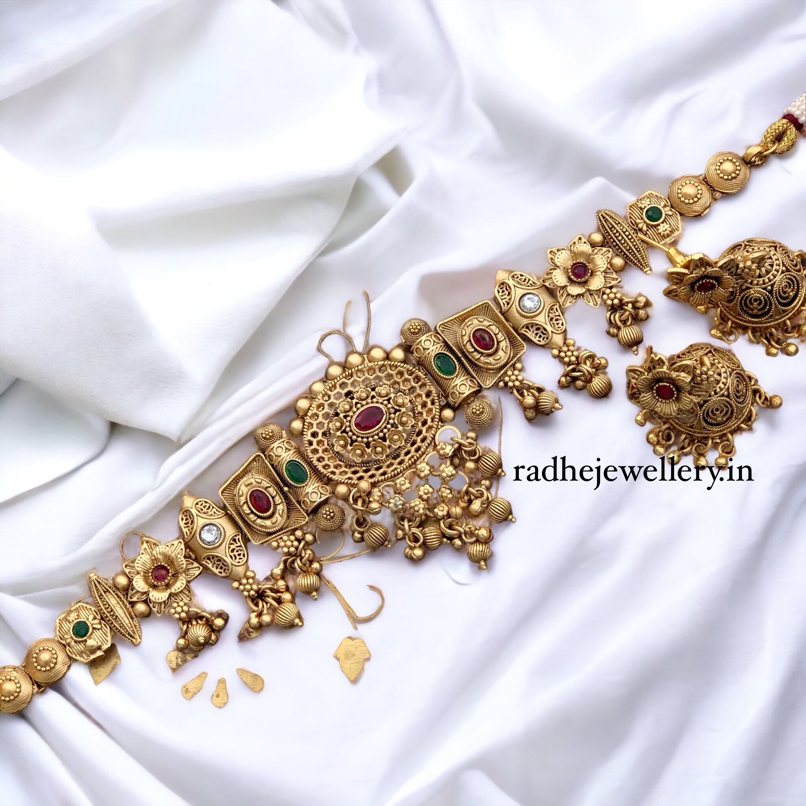 Ethnic Rajwadi Necklace Set, with Earrings