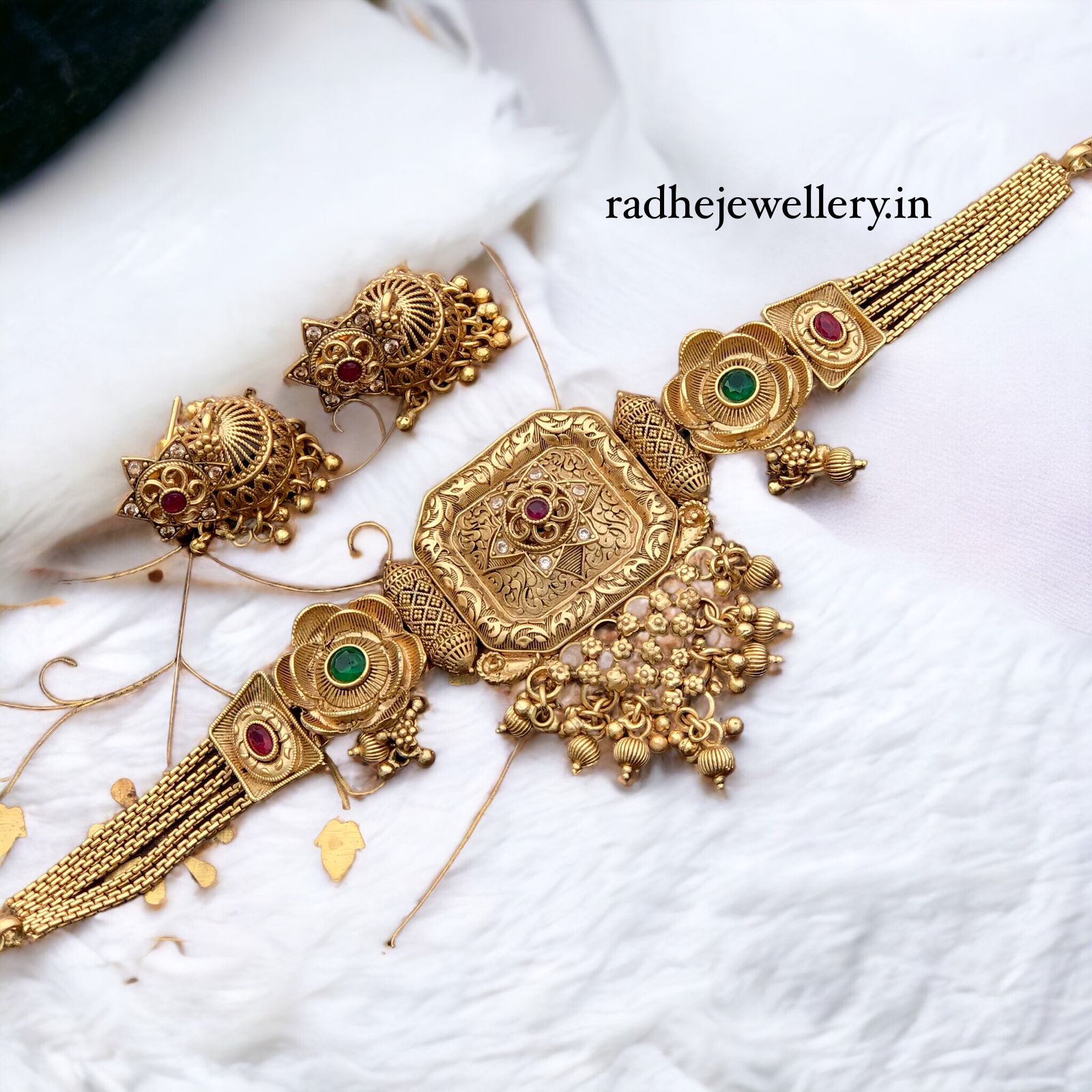 Ethnic Rajwadi Necklace Set, with Earrings