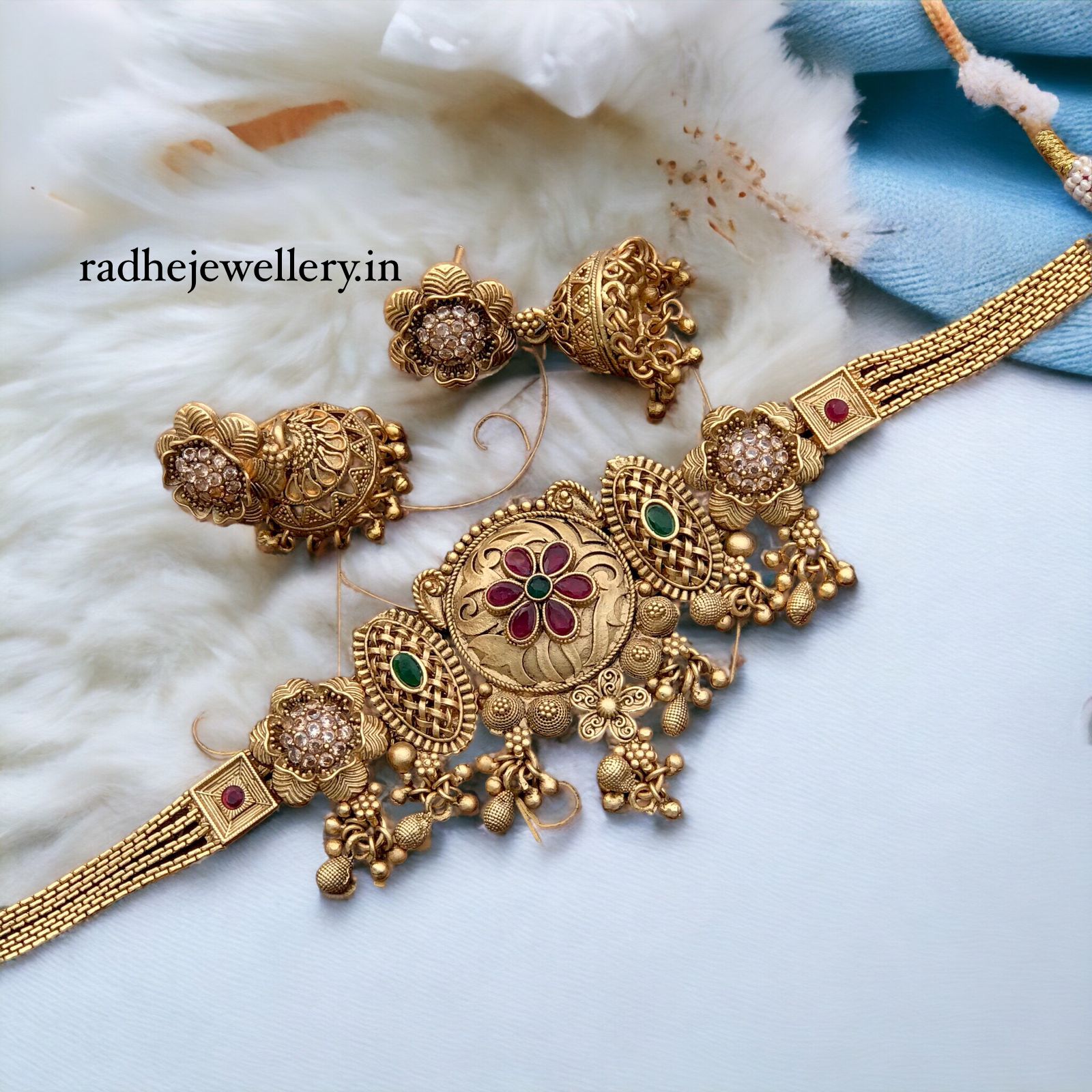 Ethnic Rajwadi Necklace Set, with Earrings