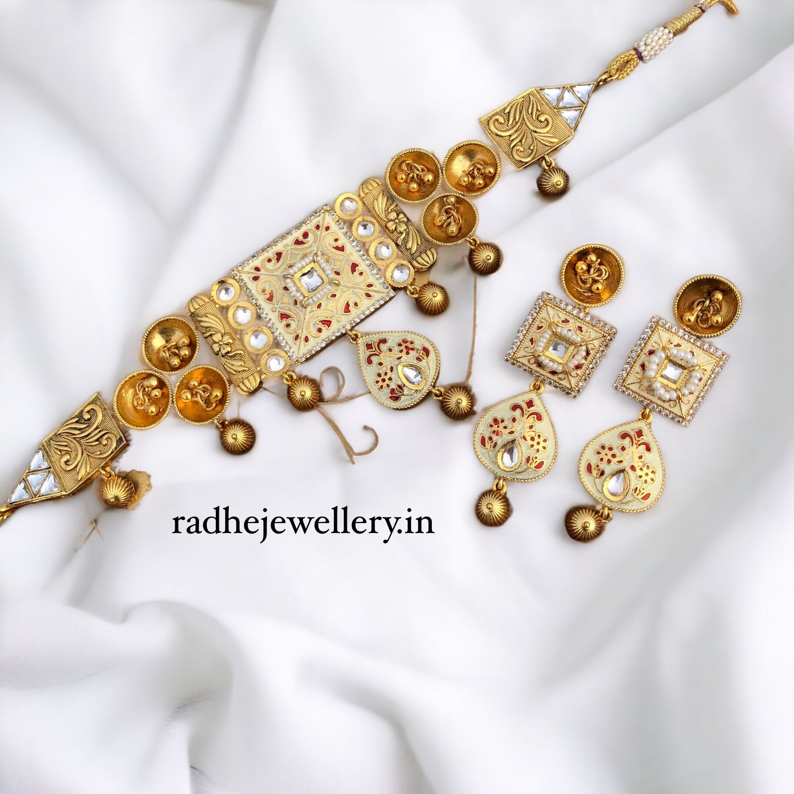 Ethnic Rajwadi Necklace Set, with Earrings