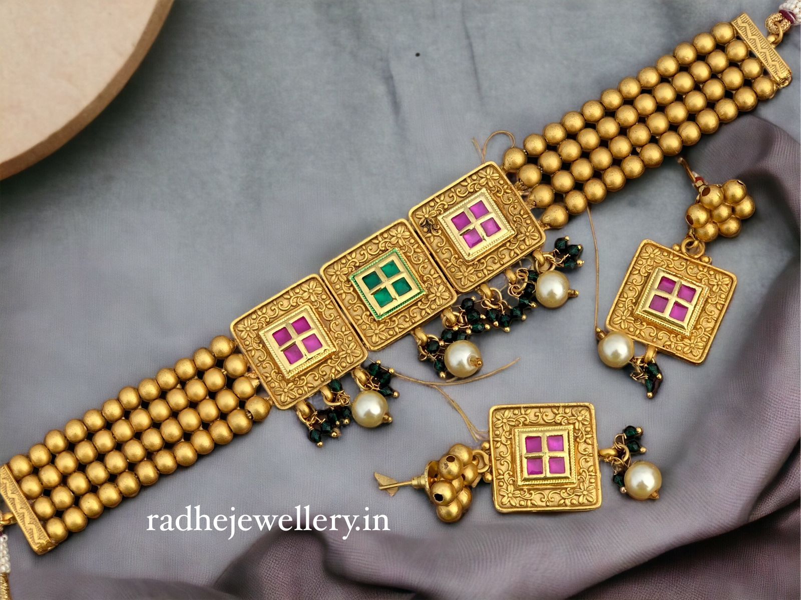 Ethnic Rajwadi Necklace Set, with Earrings