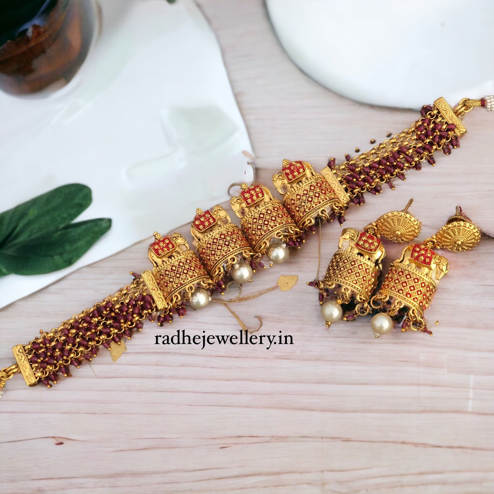 Ethnic Rajwadi Necklace Set, with Earrings