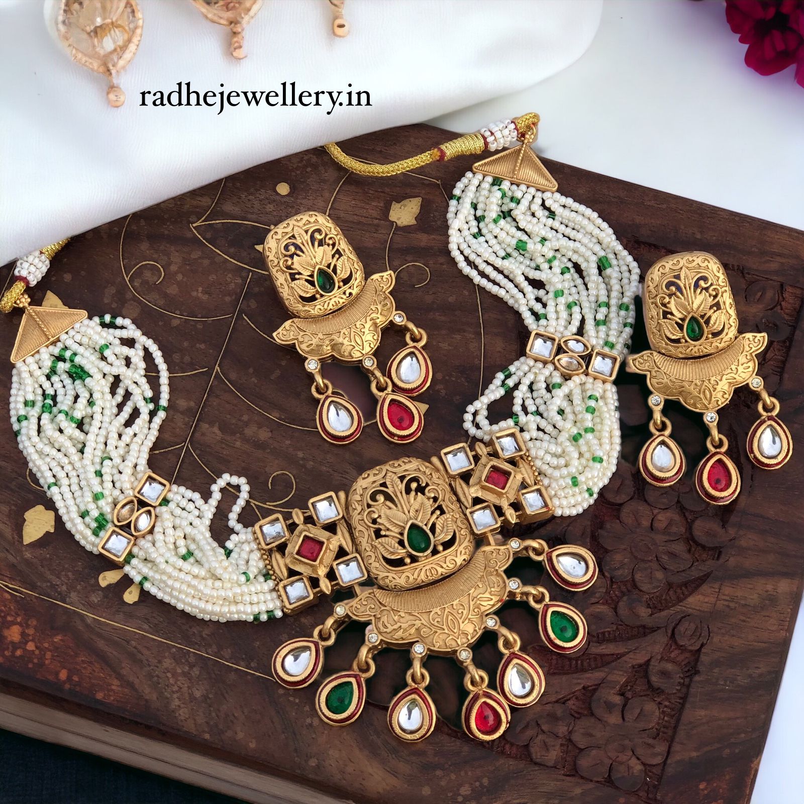 Ethnic Rajwadi Necklace Set, with Earrings