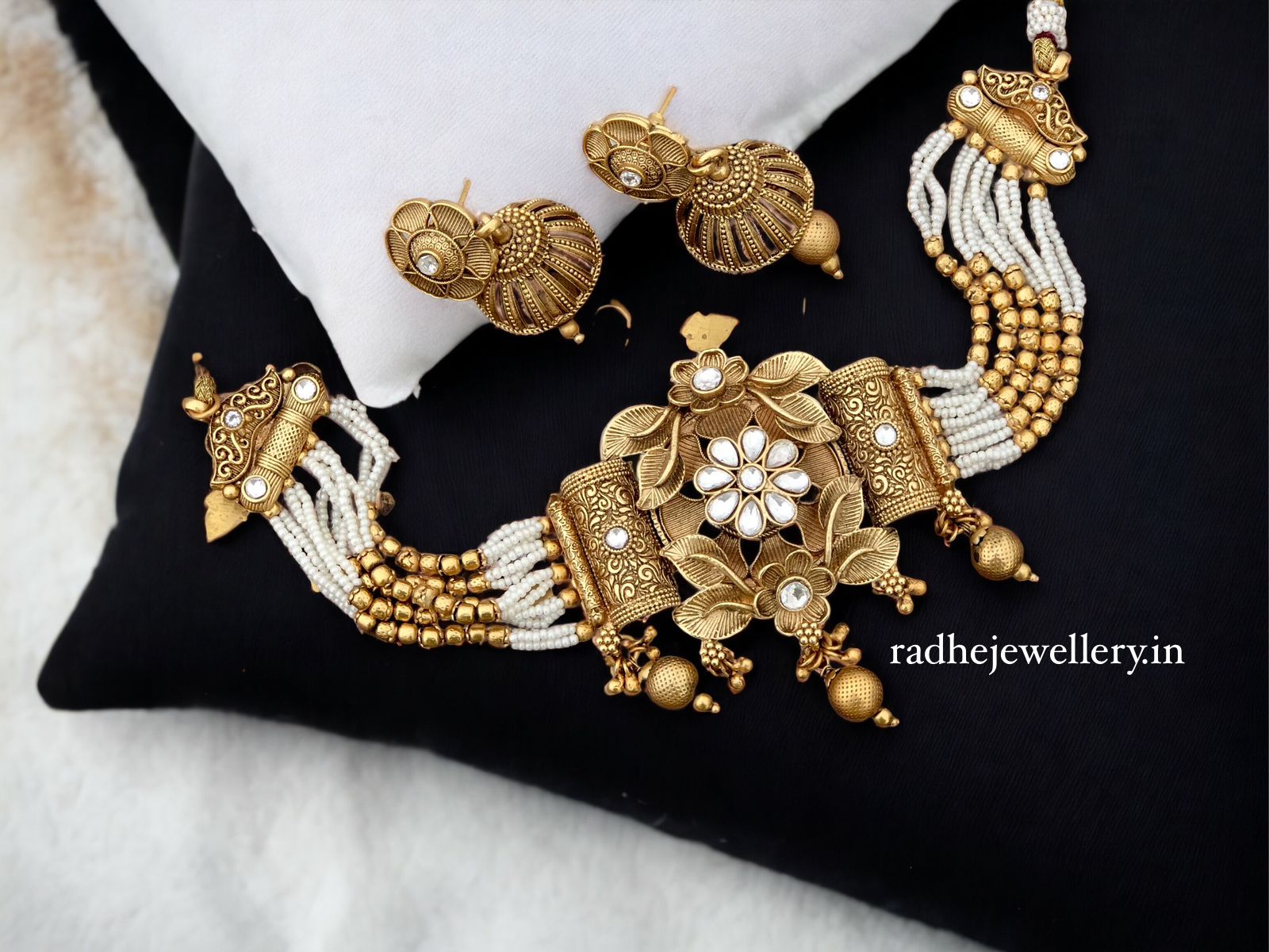 Ethnic Rajwadi Necklace Set, with Earrings