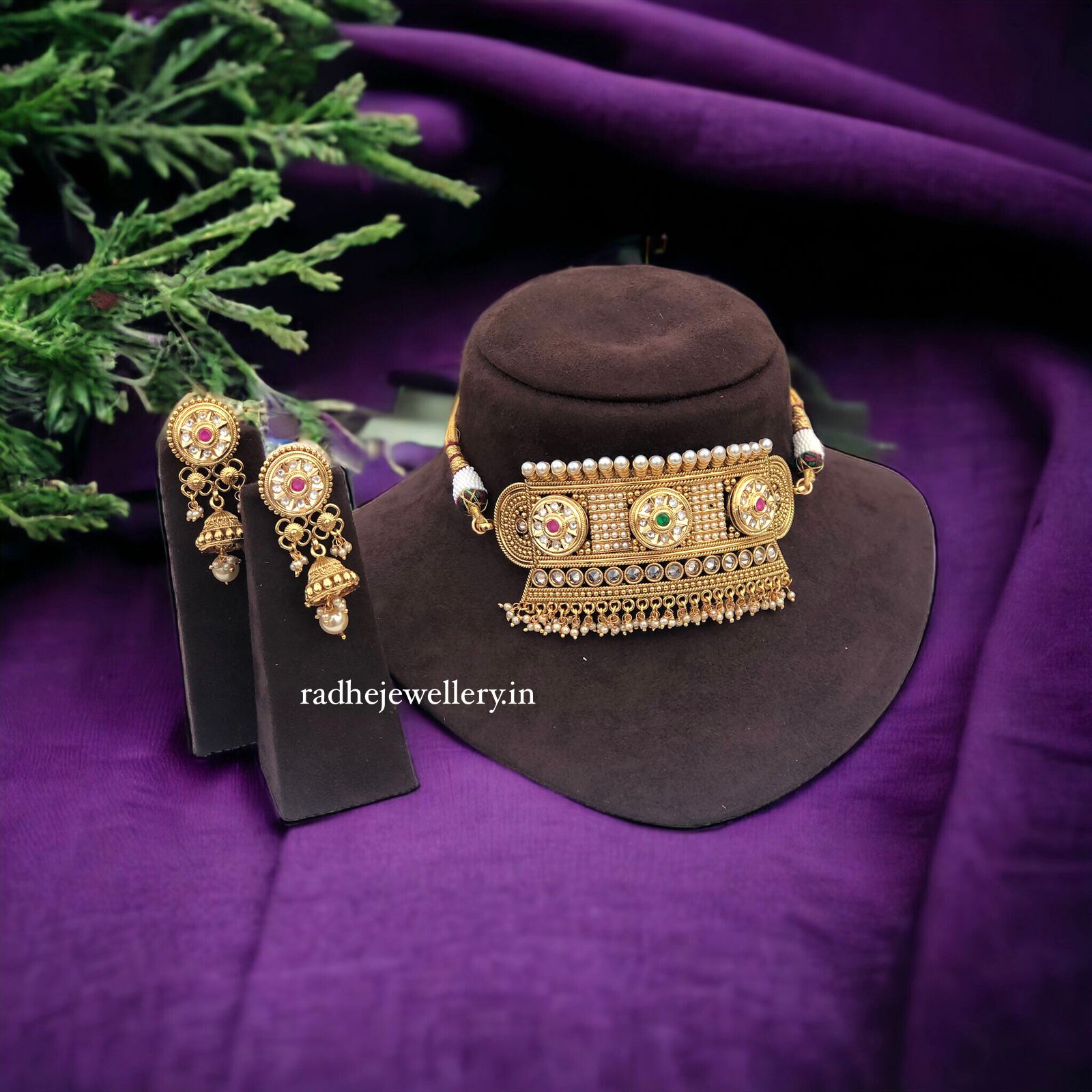 Ethnic Rajwadi Necklace Set, with Earrings