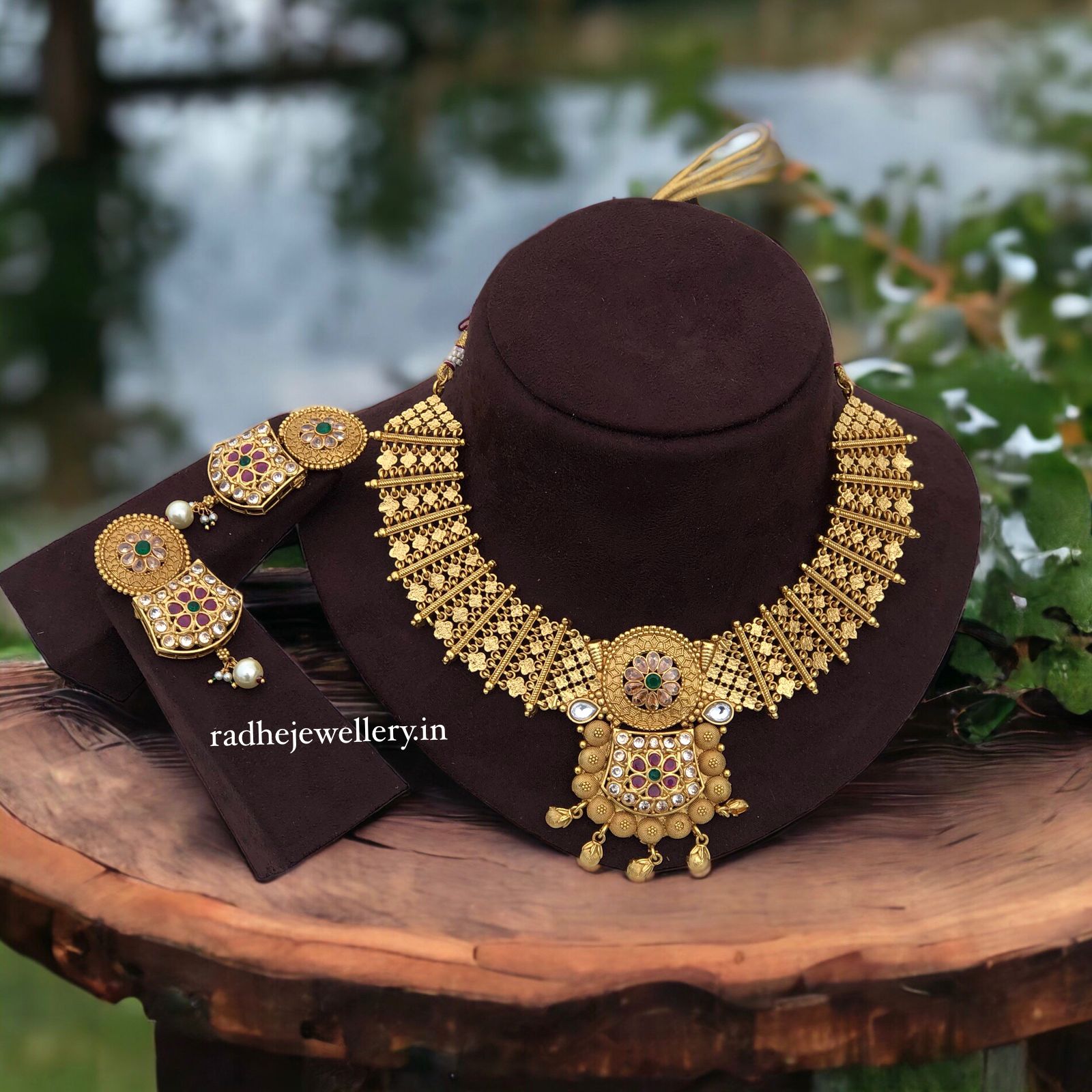 Rajwada Style Traditional Matt Finished High Gold Plated Bridal Traditional Jewellery