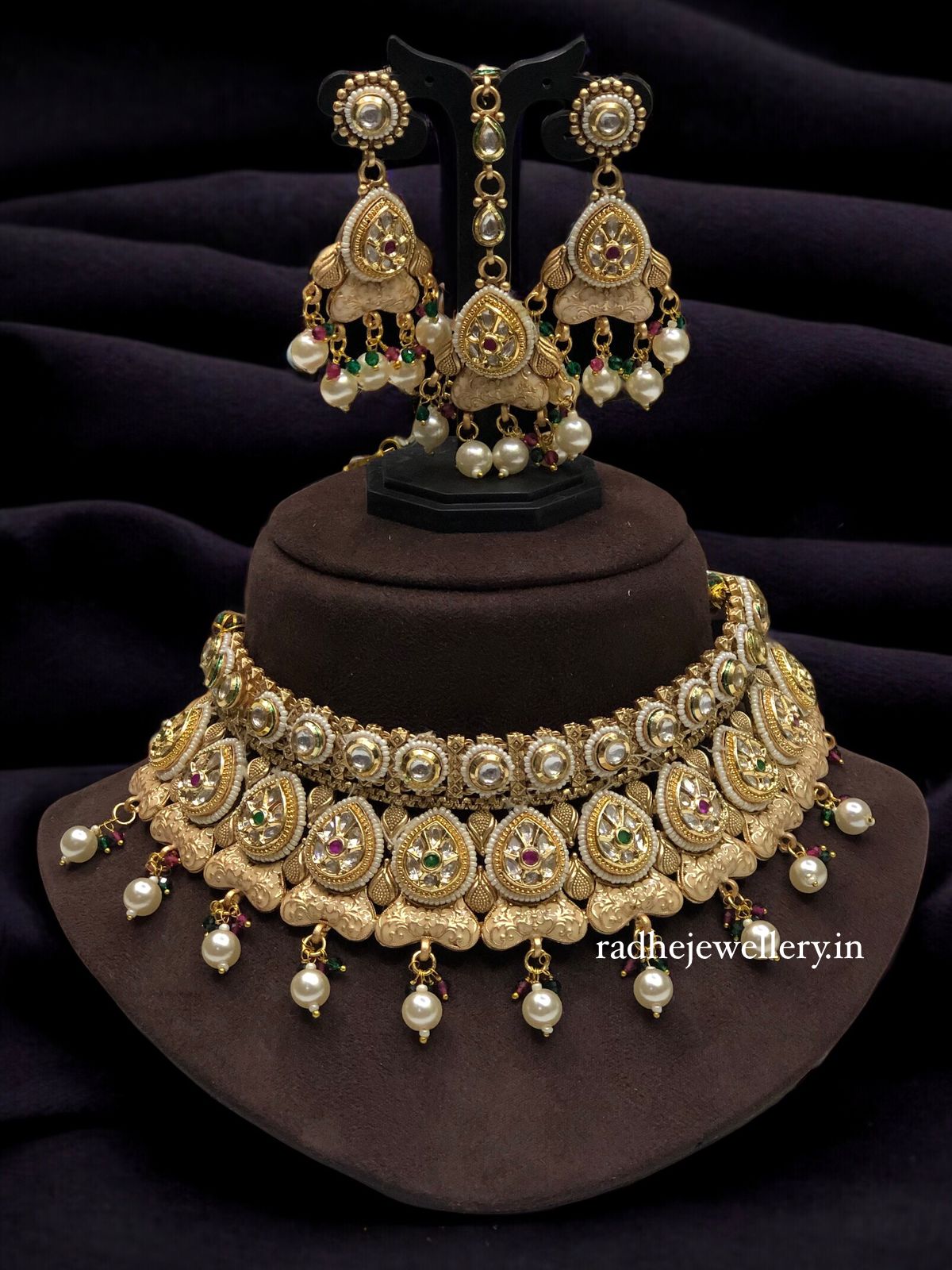 Meena Kundan bridal necklace set