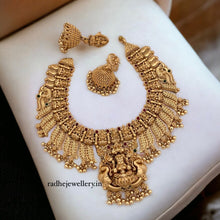 Laxmi Designer Matte Gold Polish Temple Necklace Set
