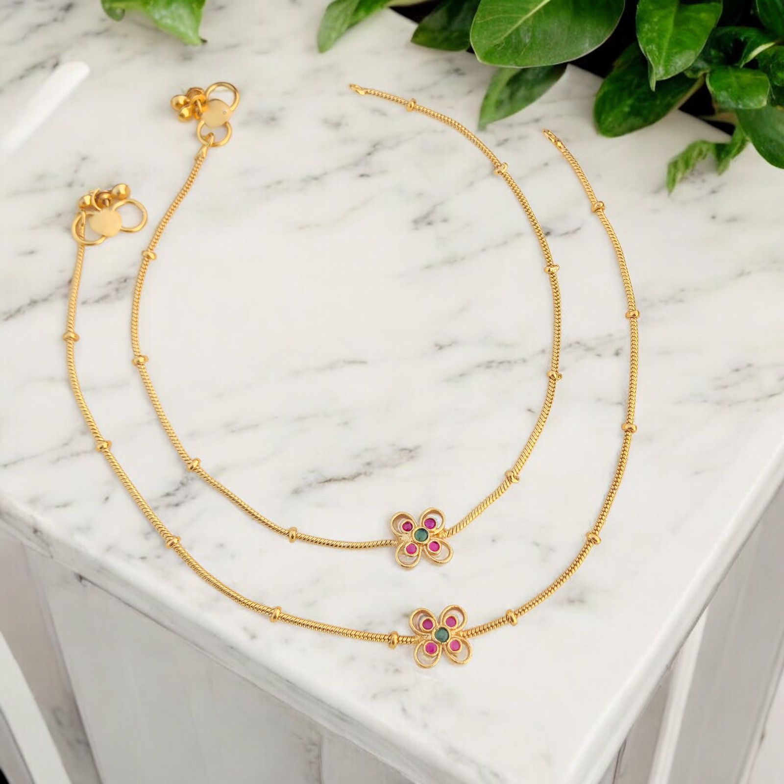 Classic Gold Kundan Payal Anklet for Women & Girls