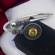 Oxidized Ladies Kada With Kemp Stone, 7 Color Options