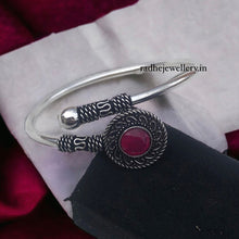 Oxidized Ladies Kada With Kemp Stone, 7 Color Options