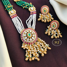 Multicolor Gold Plated Jadau Kundan Necklace Set