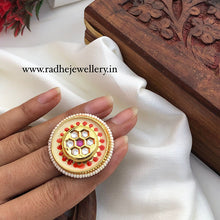 White Chimes Big Round Finger Ring, Kundan Stones, 4 Colors Options