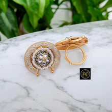 Classic Rajwadi Finger Ring, Gold Plated, Size Adjustable