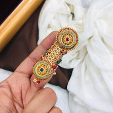 Classic Flowers Rajwadi Double Finger Ring ,Size Adjustable