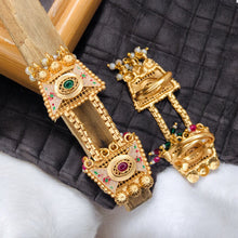 Classic Flowers Rajwadi Double Finger Ring ,Size Adjustable