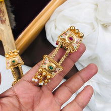 Classic Flowers Rajwadi Double Finger Ring ,Size Adjustable