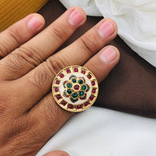 Meenakari Ring/Kundan Meenakari Ring/Bridal Ring/Ivory Meenakari Kundan Ring/Wedding Ring
