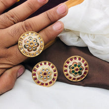 Meenakari Ring/Kundan Meenakari Ring/Bridal Ring/Ivory Meenakari Kundan Ring/Wedding Ring