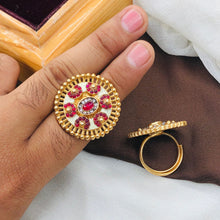 Meenakari Ring/Kundan Meenakari Ring/Bridal Ring/Ivory Meenakari Kundan Ring/Wedding Ring