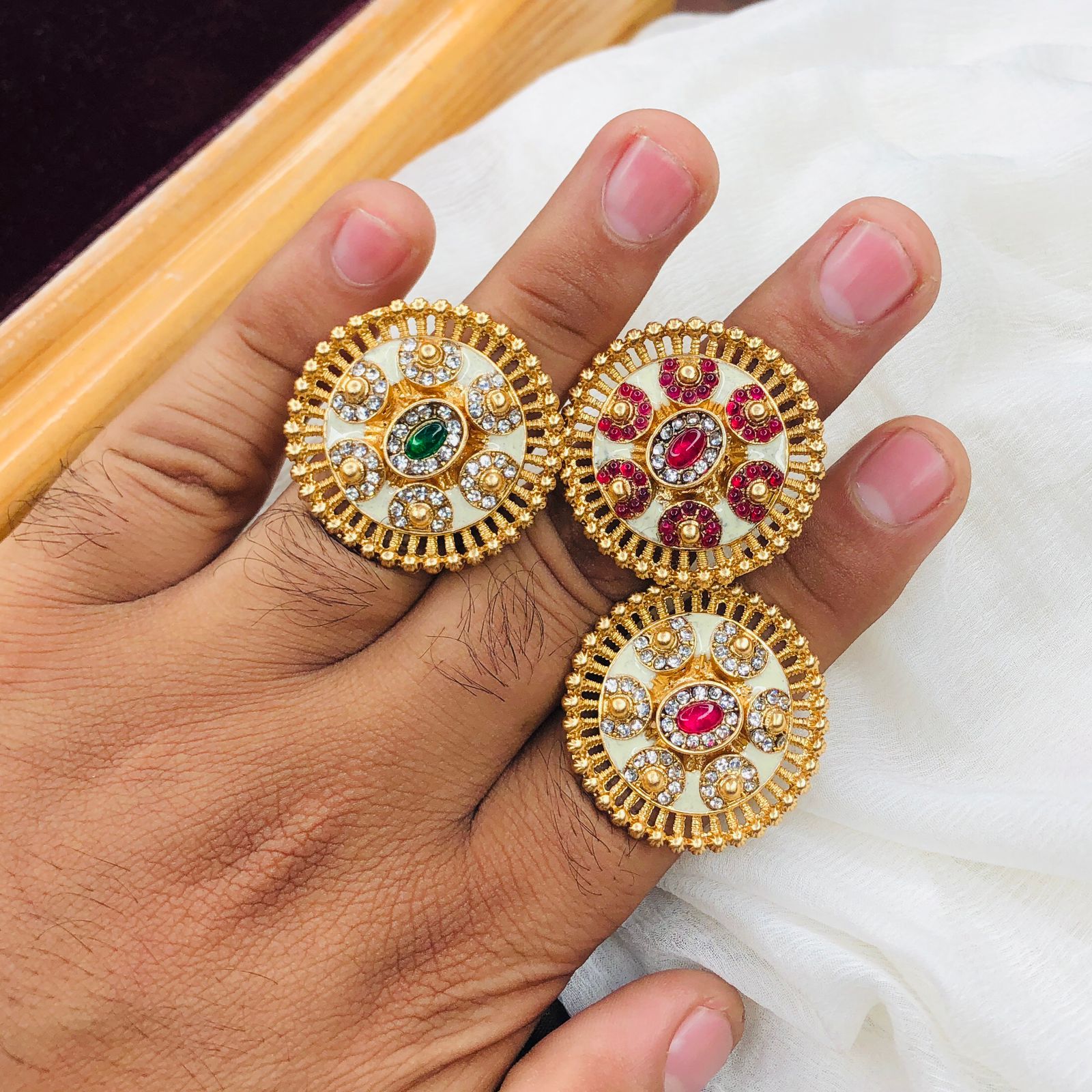 Meenakari Ring/Kundan Meenakari Ring/Bridal Ring/Ivory Meenakari Kundan Ring/Wedding Ring