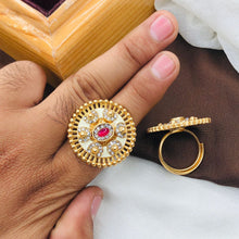 Meenakari Ring/Kundan Meenakari Ring/Bridal Ring/Ivory Meenakari Kundan Ring/Wedding Ring