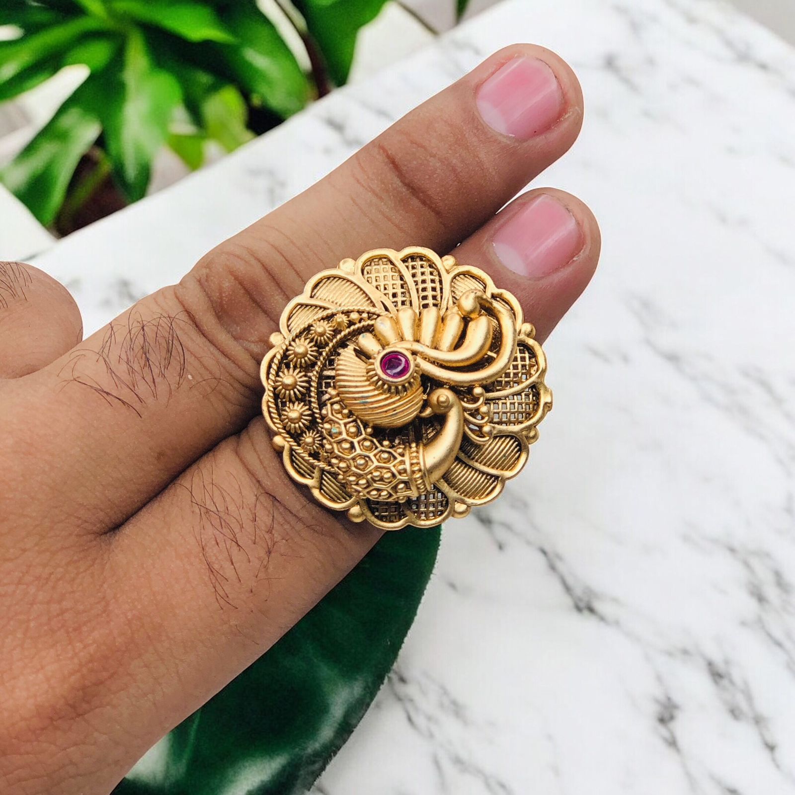 Meenakari Ring/Kundan Meenakari Ring/Bridal Ring/Ivory Meenakari Kundan Ring/Wedding Ring