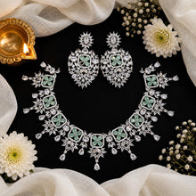 Luxury Pink Floral AD Stone Bridal Necklace Set | Radhe Jewellery