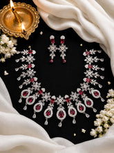 Luxury Pink Floral AD Stone Bridal Necklace Set | Radhe Jewellery