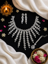 Luxury Pink Floral AD Stone Bridal Necklace Set | Radhe Jewellery