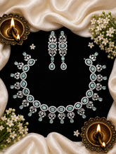 Luxury Pink Floral AD Stone Bridal Necklace Set | Radhe Jewellery